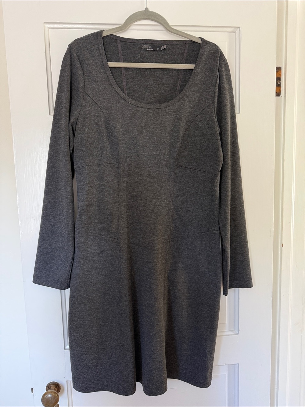 Prana Soskia Charcoal Gray Long Sleeve Scoop Neck Dress